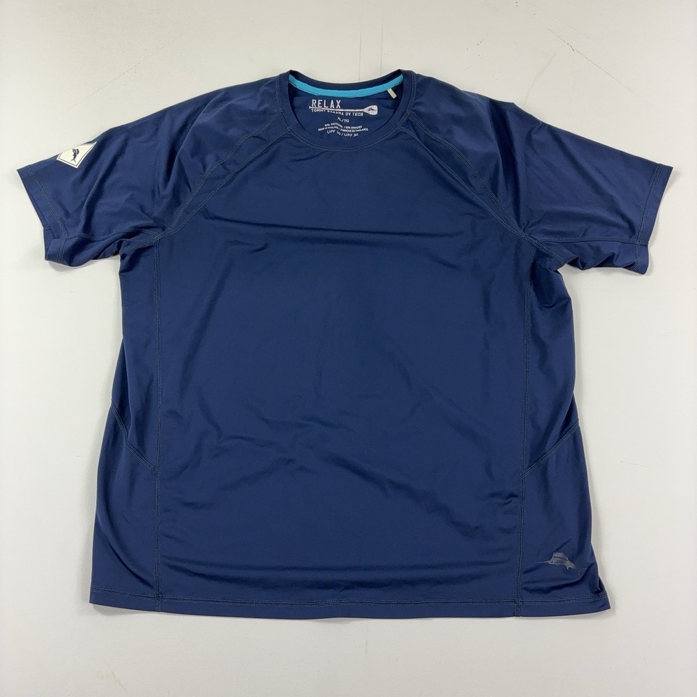 Tommy Bahama Relax UV Tech Shirt Mens XL Blue Short Sleeve Performance Tee Top